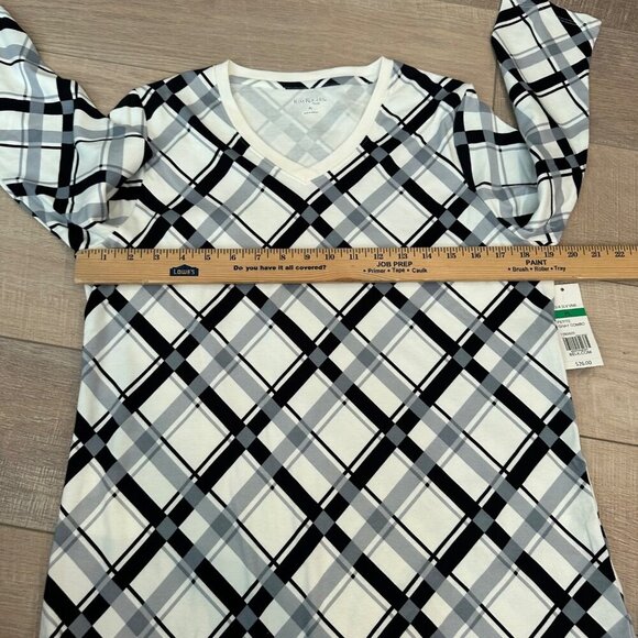 KIM ROGERS BLACK AND WHITE WOMENS 3/4 SLEEVE SHIRT NEW PETITE LARGE - Picture 5 of 9